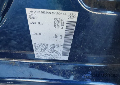 2024 Nissan Altima Sr Fwd из США, поврежденный, VIN 1N4BL4CV6RN411052